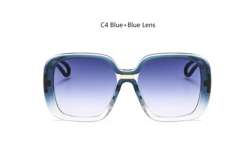 Негабаритные Квадратные Солнцезащитные очки дизайнерские бренды люксовые женские большие рамки прозрачные Солнцезащитные очки женские полые ножки оттенки мужские UV400 - Цвет линз: C4 blue clear