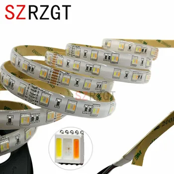 

SZRZGT 12MM PCB RGB CCT LED Strip 5050 DC12V/ 24V Flexible Light RGB+White+Warm White 5 color in 1 LED Chip 60 LED/m 5m/lot