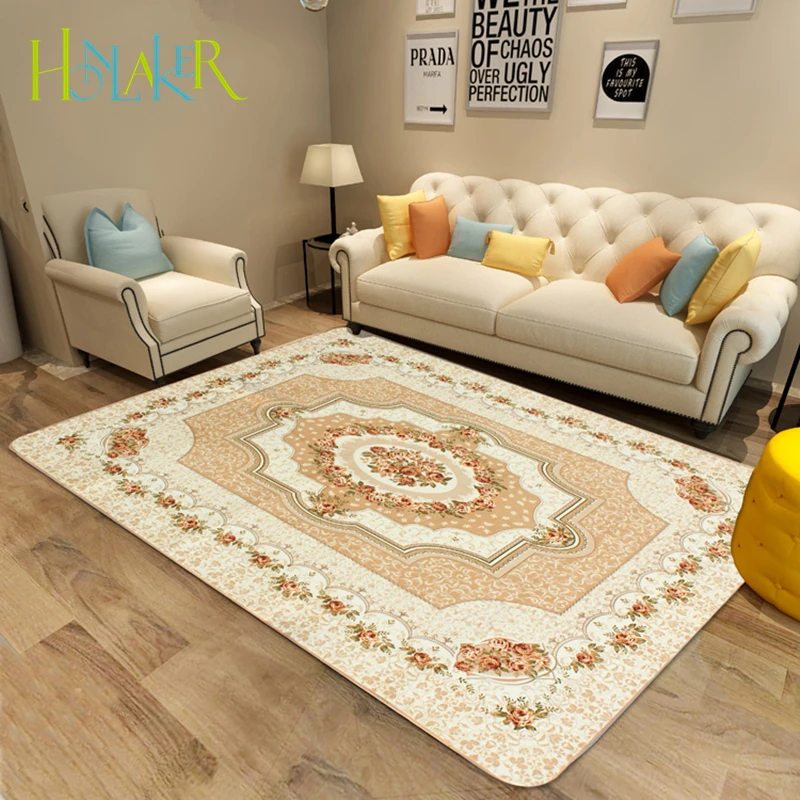 Honlaker Modern European Living Room Carpet Coral Cashmere Jacquard