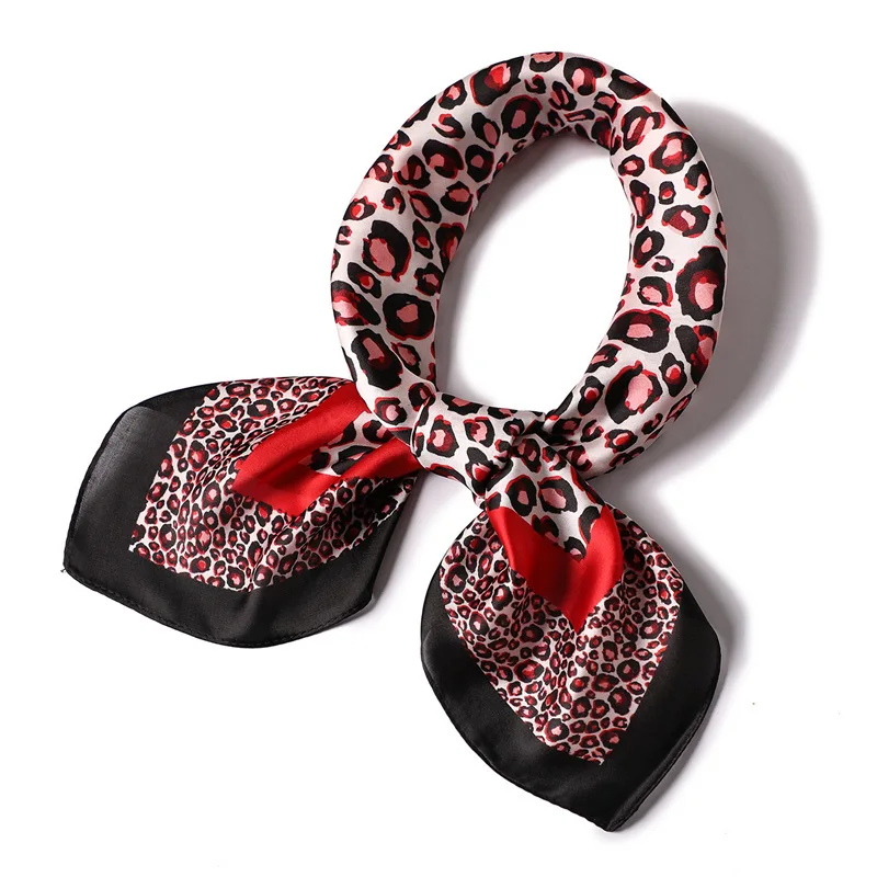 

designer brand 2019 women scarf Leopard Print silk scarves square for lady shawls bandana foulard summer neck hair scarfs