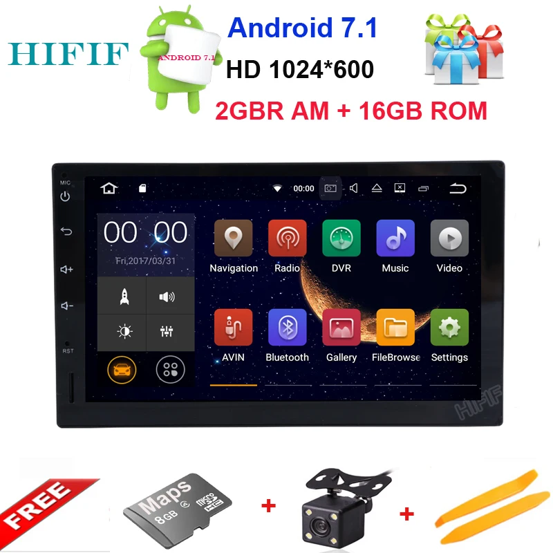 Clearance HIFIF Latest 2gb+16gb Android 7.1 Lollipop Universal 7 inch CarRadio Auto Audio Stereo Head Unit Double 2 Din Car GPS Navigation 0