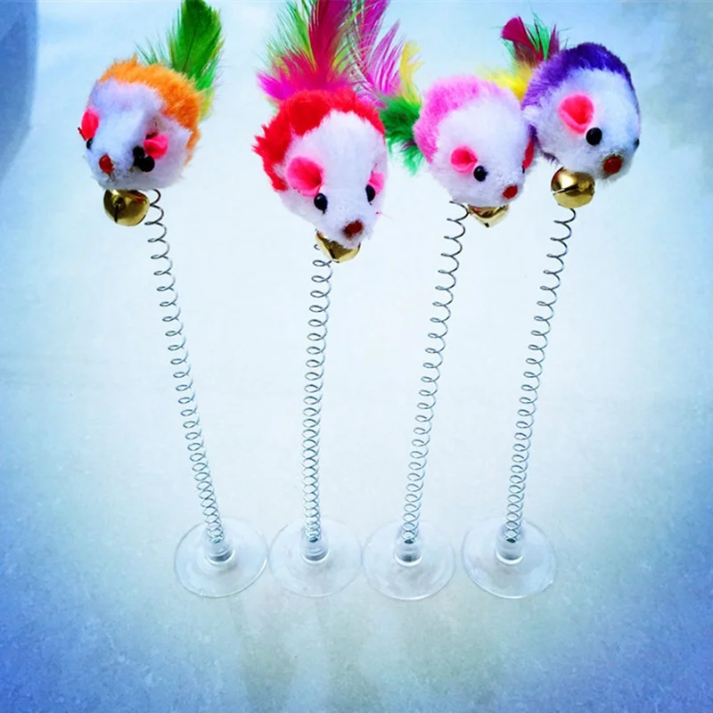 1 Pcs Cat Interactive Elastic Feather Toys Fake Rat Sucker Spring Mouse With Shape Cats Funny Stick | Дом и сад