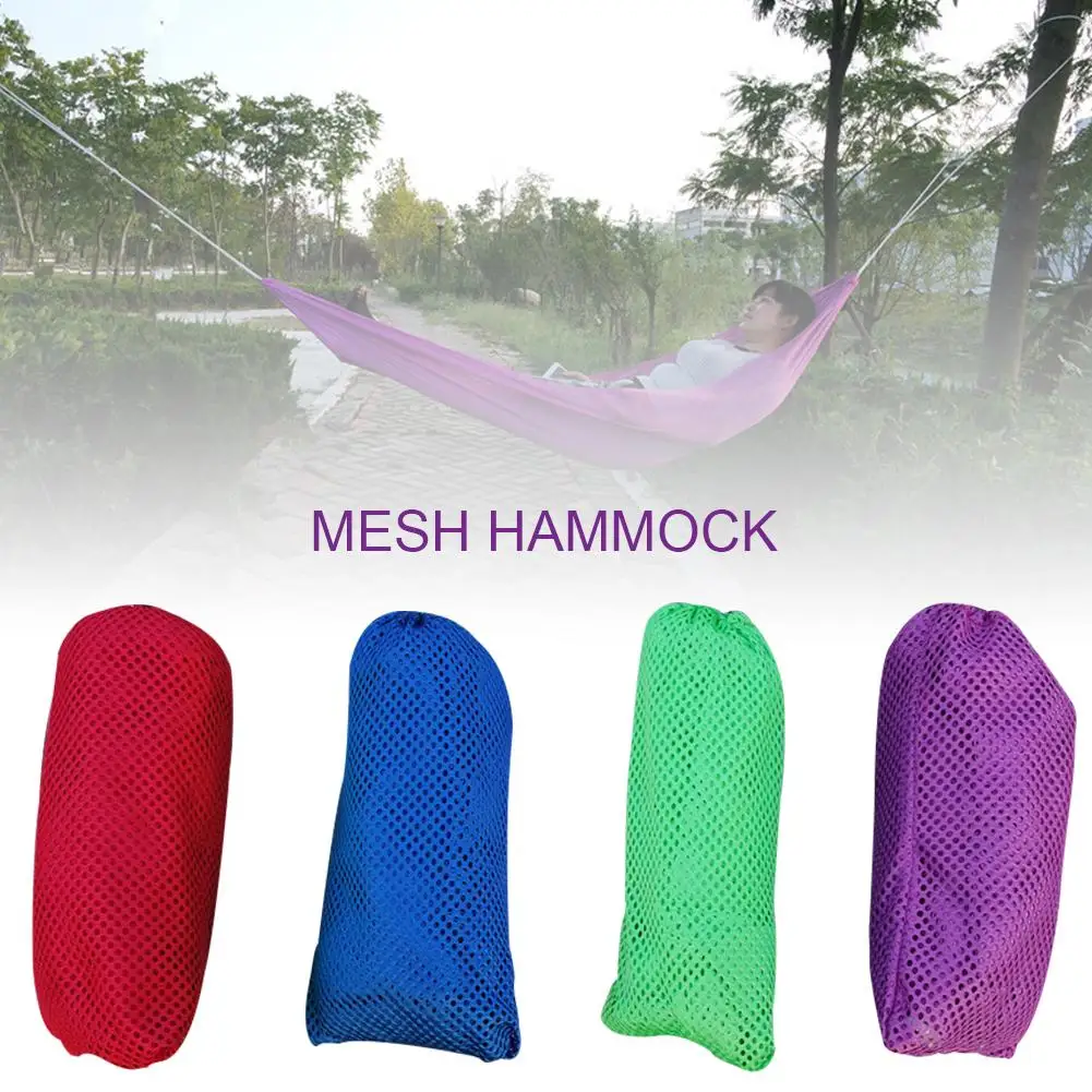 

Single Camping Dormitory Outdoor Leisure Mesh Hammock Sleeping Bag To Send Rope Bag 4 Colors