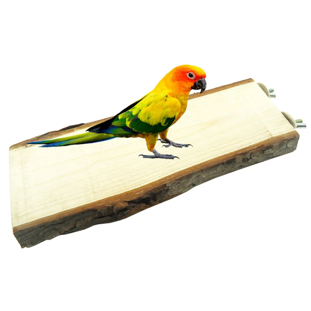 Parrot Pet Bird Chew Toy Wooden Hanging Swing Birdcage 