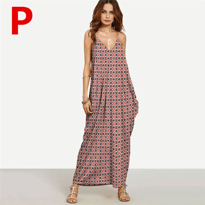 Summer Strap Dress Beach Wear Strap Deep V Neck Sleeveless Dresses Plus