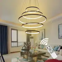 黒 & 白現代の Led ペンダントライトリビングルームダイニングルームキッチン光沢サークルリングアルミボディ LED 天井ランプ