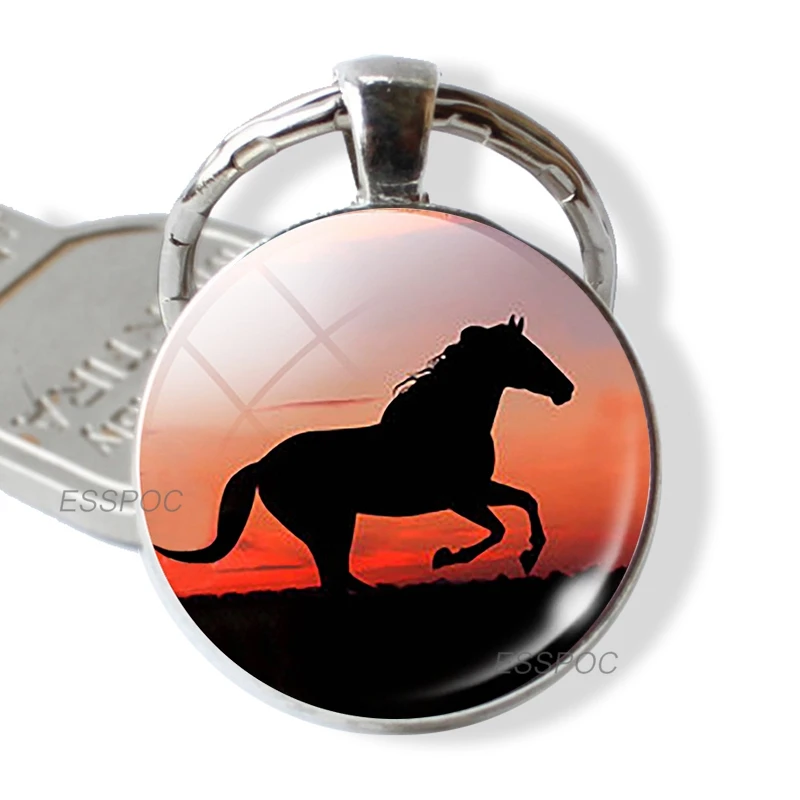Horse Keychain Pendant Wearable Art Horse Jewelry Car Key Holder Key Holder Glass Cabochon Pendant Jewelry Christmas Gift