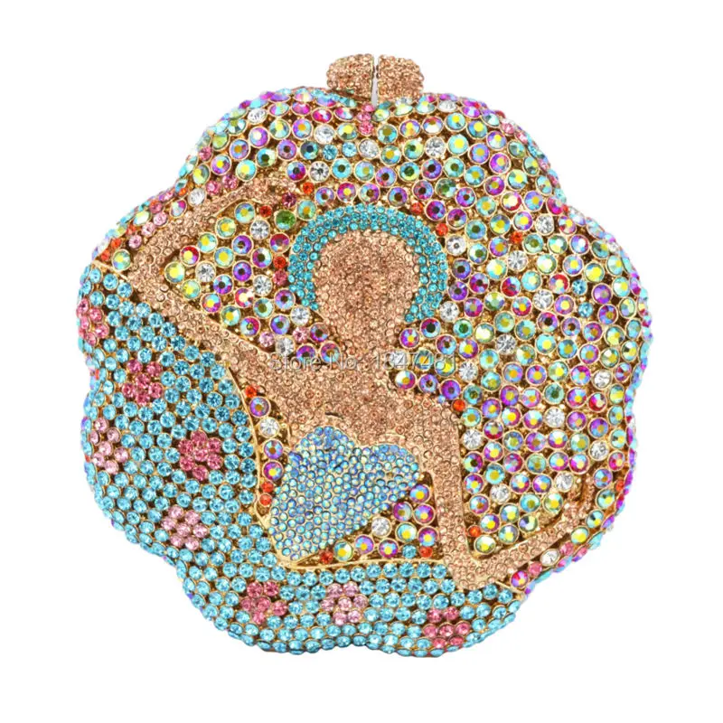 LaiSC luxury crystal evenig bag girl pattern korean style pochette party day clutch purse women bridal wedding clutch bags SC169