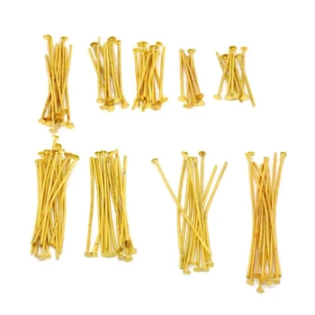 

900 PCs Mixed Size Gold Flat Head Pins