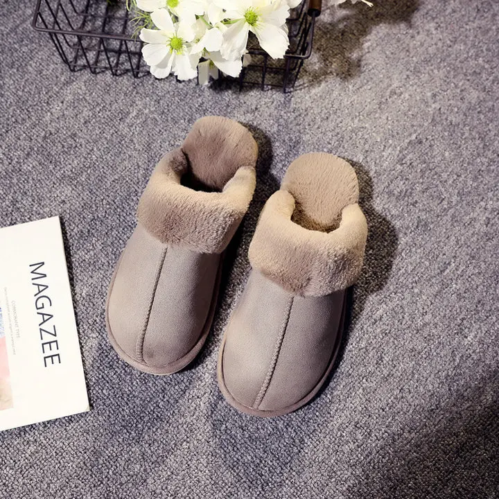 New Arrival Durable Home Slippers Unisex Micro Suede Upper Sheepskin Warm Comfortable Fur Plush Winter Slippers (22)