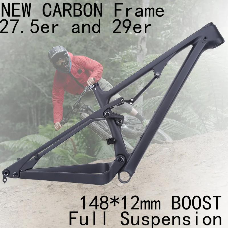 Best Soft tail frame 27.5er 29er All Mountain Enduro CARBON full suspension frame bicycle 148 * 12mm Boost mountain bike bicycle 27.5 44