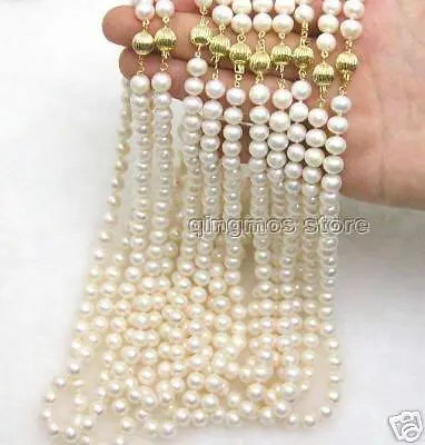 

huij 001209 WHOLESALE 10X ROUND 8MM AA WHITE PEARL NECKLACE