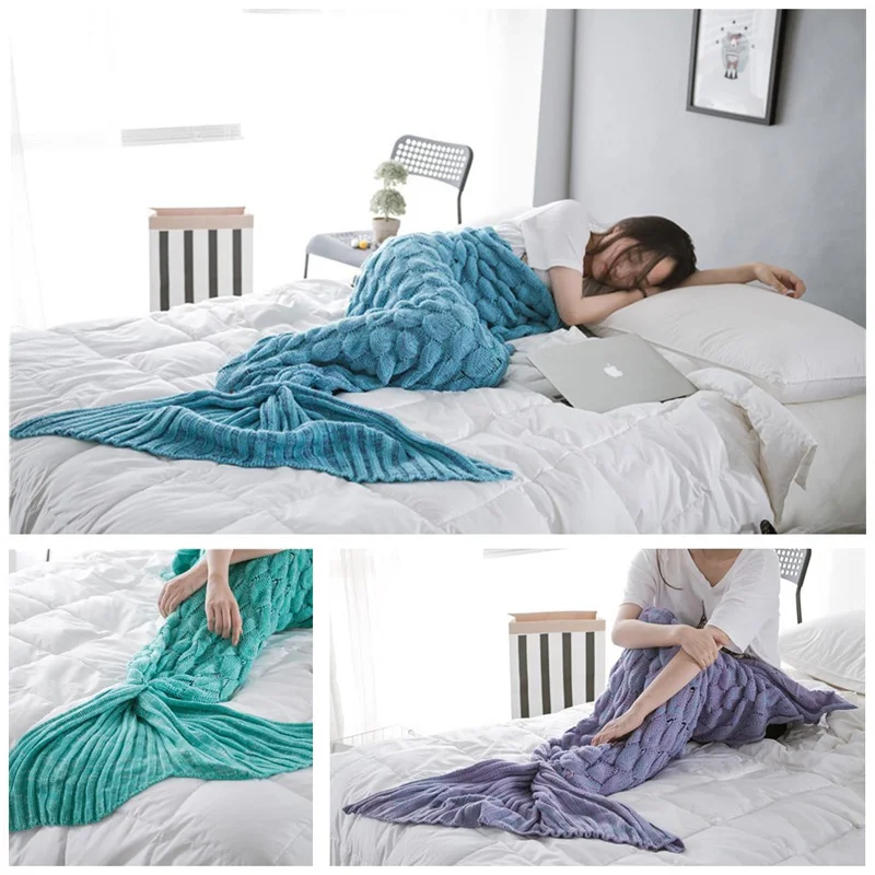 90x190cm 35x75cm Mermaid Blanket Adult New Style Mermaid Tail Blanket