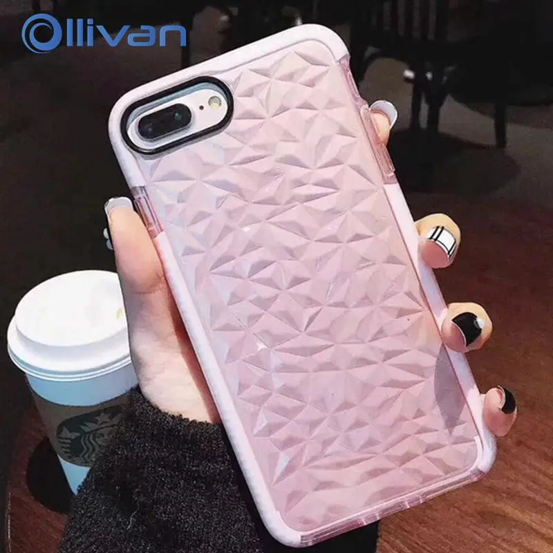

OLLIVAN 3D Texture Luxury Case For Iphone 7 Plus X 8 6S Transparent Silicon Full Protection Phone cases For Iphone X Shockproof