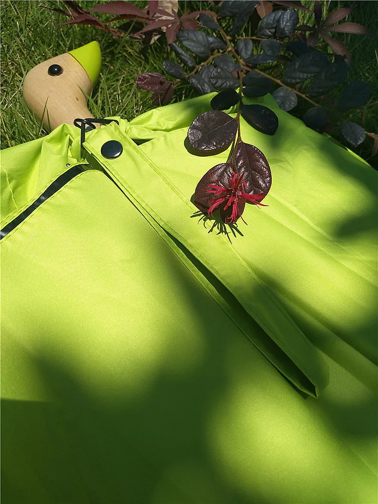 FGHGF, деревянный Зонт с милой ручкой в виде головы утки, черное покрытие, автоматический, два складных солнечного дождливого зонта для женщин и мужчин, подарки