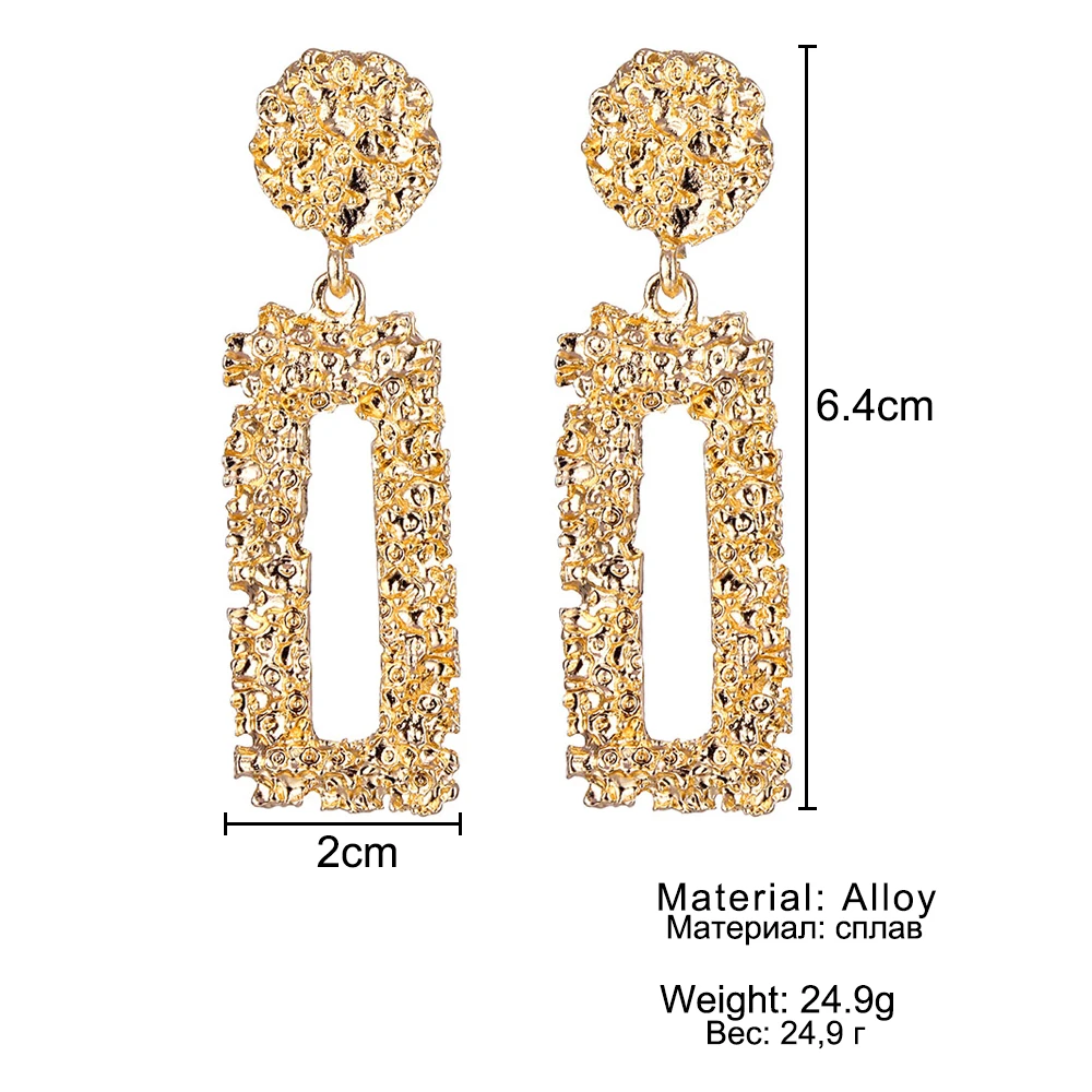 Богемные Винтажные серьги для женщин золотого цвета, геометрические массивные висячие серьги, металлические Висячие серьги, модные ювелирные изделия, тренд