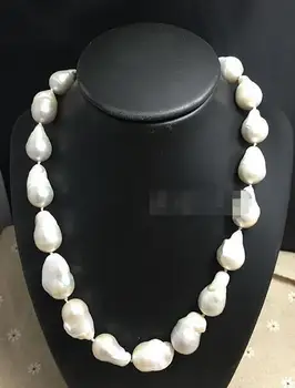 

gorgeous 15-18 mm baroque white pearl necklace 18inch 36"