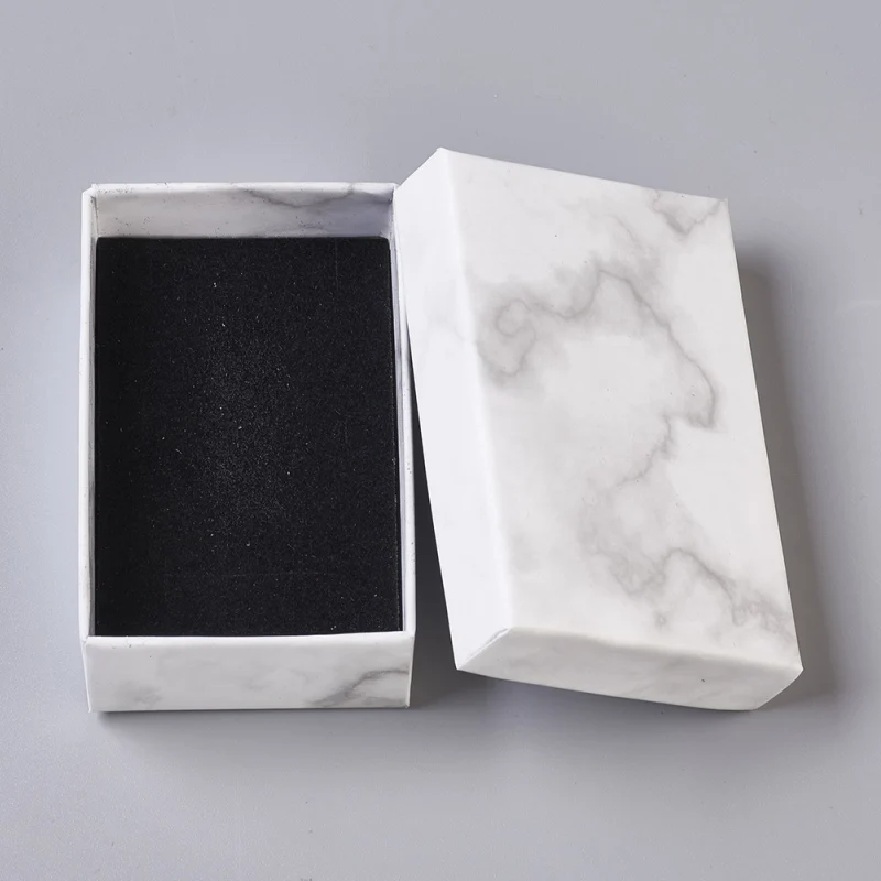 Best 24pcs Paper Cardboard Jewelry Boxes Storage Display Carrying Box For Necklaces Bracelets Earrings Square Rectangle Marble White