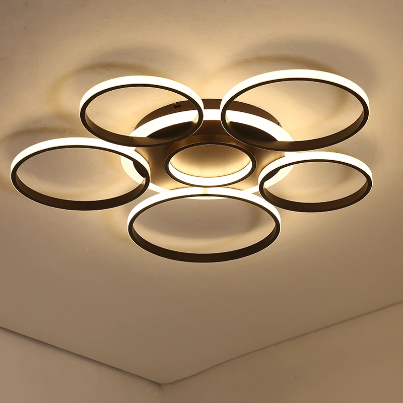 

Round Circle White Chandelier For Living Room Bedroom AC85-265V Modern Lustre Ceiling Chandelier Lamp LED lights with Remote