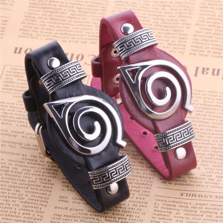 

Hot Animation Naturo Logo Bracelet Vintage Punk Personality Bangles For Women&Men Wholesale 12pcs/lot