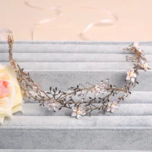 Hecho a mano de la Hoja de Oro de La Boda Accesorios Para el Cabello Diadema Nupcial de la Joyería Floral de La Vendimia Mujeres Vinchas Tiara