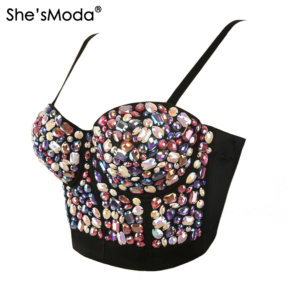 Цветные стразы She'sModa бусины из перламутра бюстье с эффектом пуш ап женский