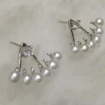 

Stunning lots 4-5mm small pearl earring 925silver for women