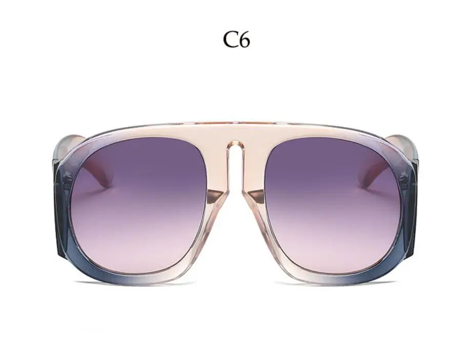 Женские крупные солнцезащитные очки винтажная, брендовая, дизайнерская большие солнцезащитные очки женские солнцезащитные очки градиентные солнцезащитные очки Oculos Gafas - Цвет линз: C6 pink purple pink