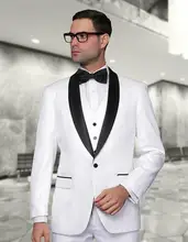 Classic Style One Button White Groom Tuxedos Groomsmen Men’s Wedding Prom Suits Bridegroom (Jacket+Pants+Vest+Tie) K:906