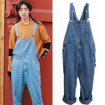 

2019 Men's Plus Size Overalls Large Size Huge Denim Bib Pants Fashion Pocket Jumpsuits Male Free Shipping