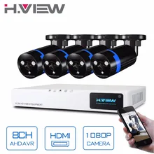 H. View Камеры Системы Безопасности 8-канальный ВИДЕОНАБЛЮДЕНИЯ Система 4×1080 P CCTV Камеры 2.0MP Камеры Наблюдения Системы Комплект Camaras Seguridad Дома