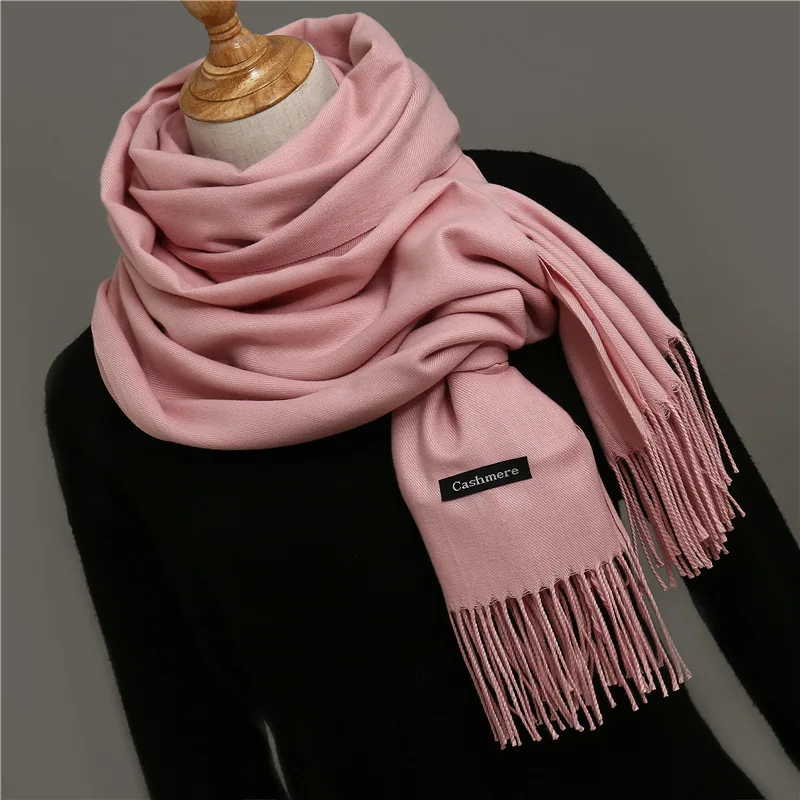 Элитный бренд для женщин шарф сплошной осень зима кашемир шарфы для леди теплый пашмины длинный шаль обертывания бандана