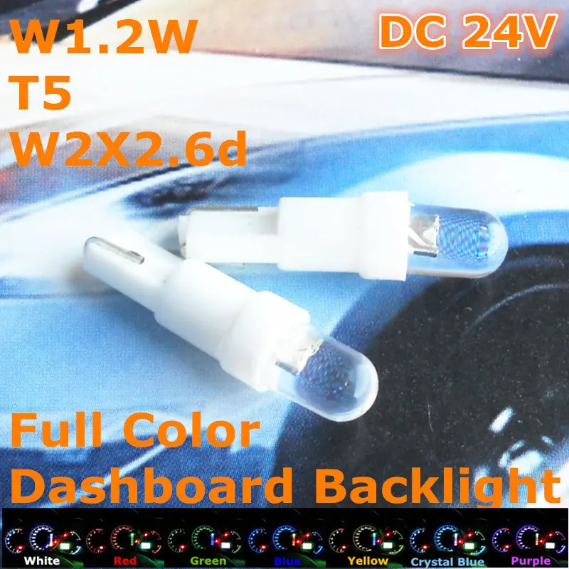 

24V Car Bulb T5(5mm Spot Lamp)for W1.2W W2.3W W2X2.6d Dashboard Ashtray Signal Light