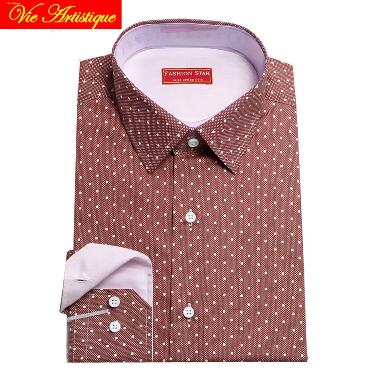 Best Price Custom tailor made heren bespoke katoen bloemen jurk shirts zakelijke formele bruiloft ware blouse 2019 koffie polka dot designer Best Price Custom tailor made heren bespoke katoen bloemen jurk shirts zakelijke formele bruiloft ware blouse 2019 koffie polka dot designer
