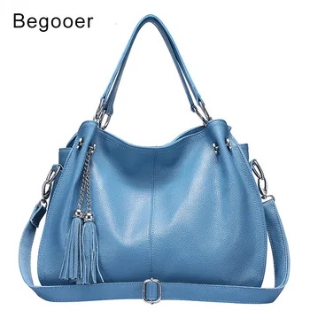 

BEGOOER Genuine Leather Bag Female Bags Ladies Handbags Women Famous Brands Shoulder Bags Women Tassel Bag Female Bolsa Feminina
