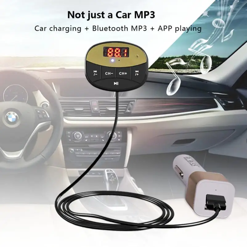 

New Arrival Wireless Bluetooth Audio Music Receiver Adapter Handsfree Dual USB Charger AUX FM TF APP Control apr26