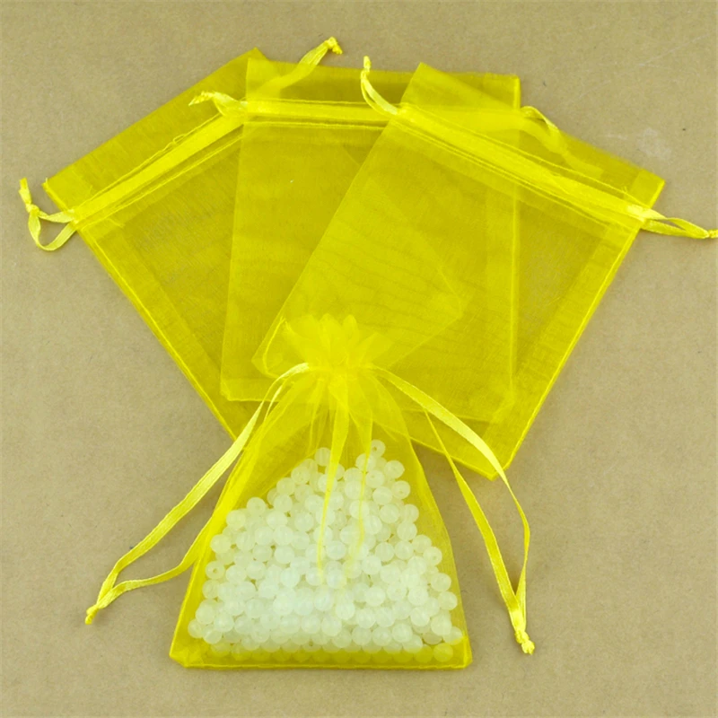 30x40cm large Drawable Organza Bags yellow color Embalagem Para Presente Christmas Wedding big