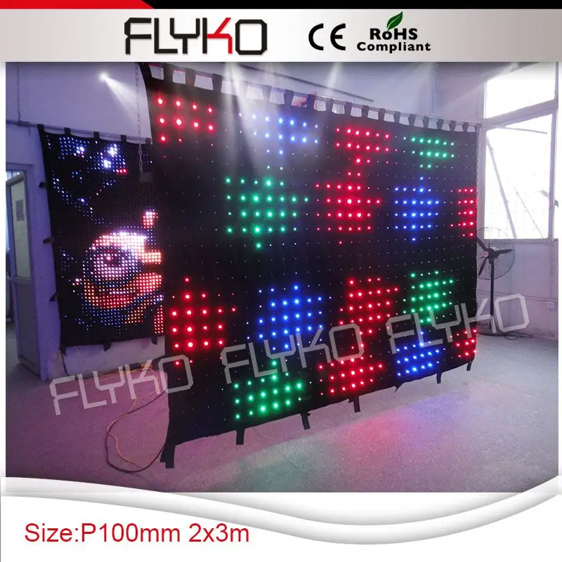 Free Shipping p100mm 2x3m Profession LED Lighting LED Video Curtain