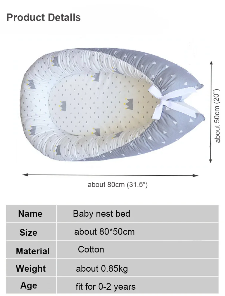 Popula 80*50 см, хлопковая детская портативная кроватка, детское гнездо для новорожденного, детское гнездо, спальная кровать, дорожная кроватка, портативное прижимное гнездо, матрас