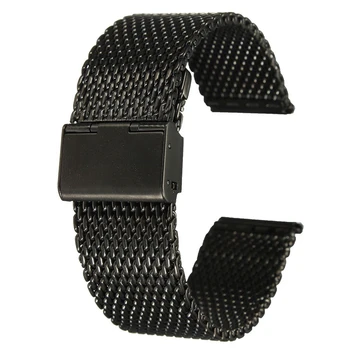 

22mm Unisex Stainless Steel Chainmail Watch Strap Band New Year Gift black