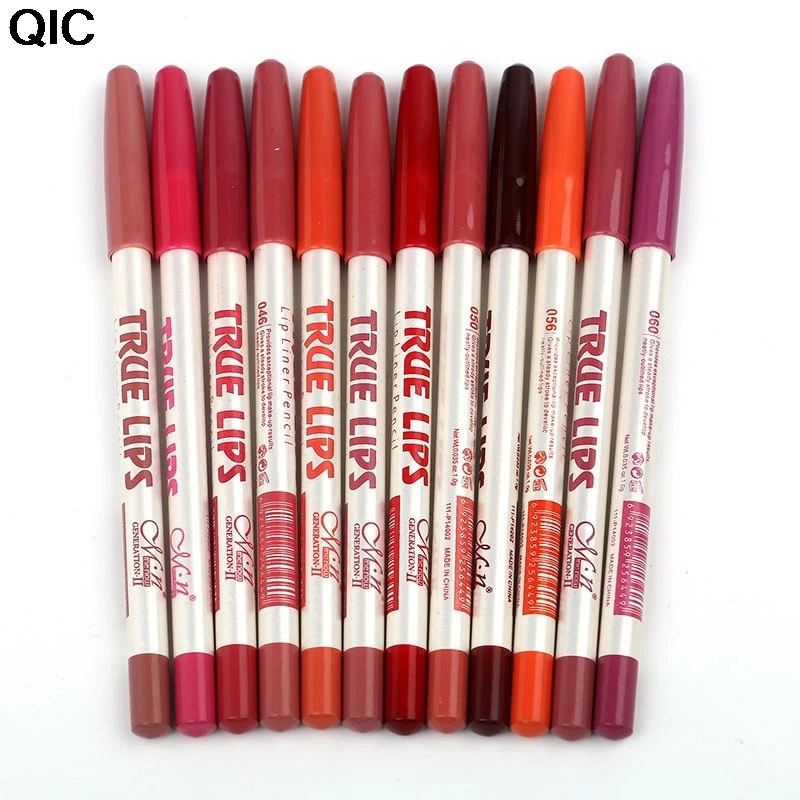 

QIC 12pcs/set Professional Pencil Lip Liner Pencil Waterproof Pencils For Lips Long Lasting Lipliner Pen Makeup Cosmetic Tools