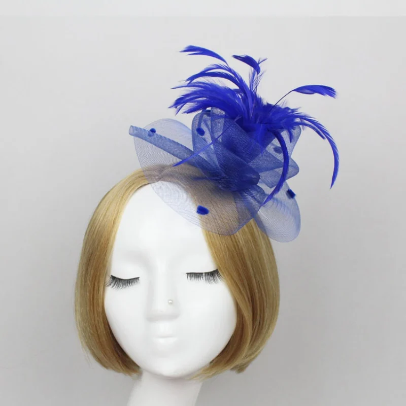 Women's Wedding Ascot Races Party Fascinator Veil Net Hat&Feathers Hatinator