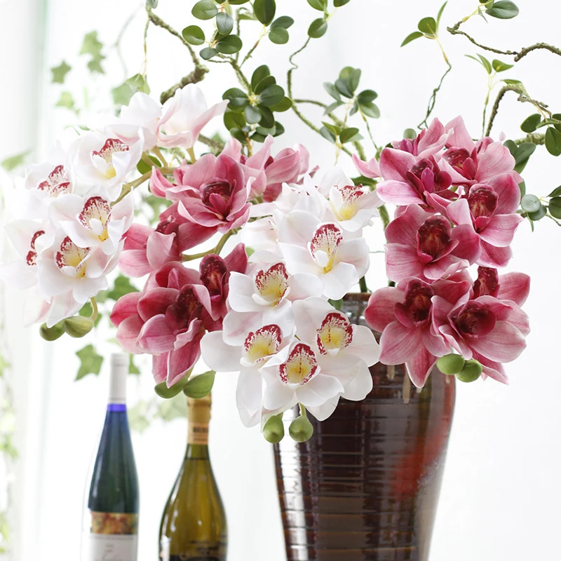 Real Touch 3D Printing Grand Cymbidium Orchid Artificial Flowers for Wedding Party Home Garden Decoration Fake Flowers Flores Real Touch 3D Printing Grand Cymbidium Orchid Artificial Flowers for Wedding Party Home Garden Decoration Fake Flowers Flores