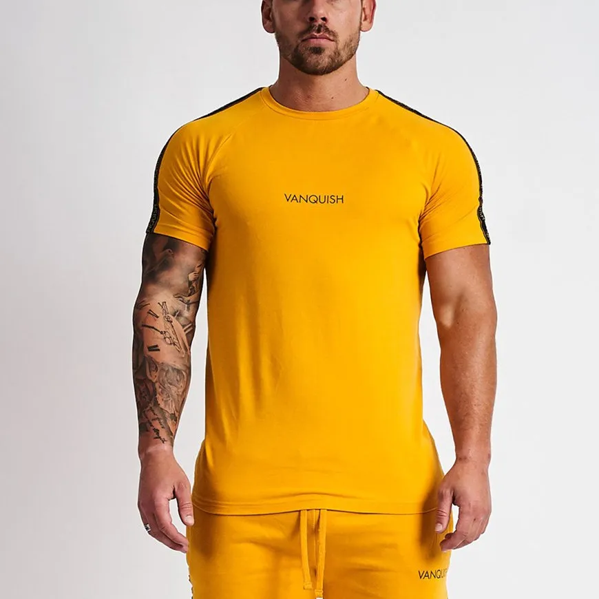 

2019 New Arrival Short sleeve Cotton Men's MINIMAL YELLOW T SHIRT Gyms T-Shirts Men Slim Fit Top Tees Fashion Summer Casual Tees
