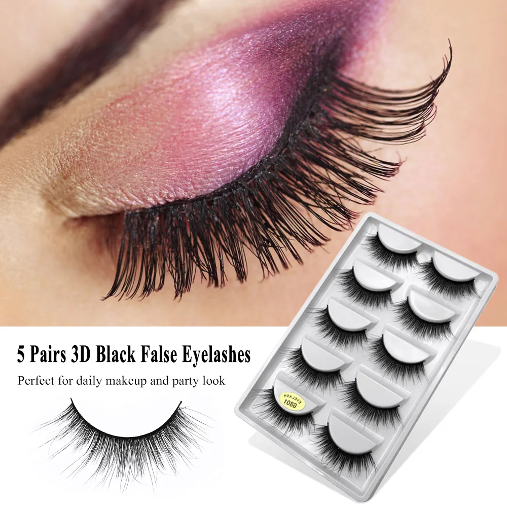 5 Pairs Natural Long False Eye Lashes Makeup 3D False Eyelashes