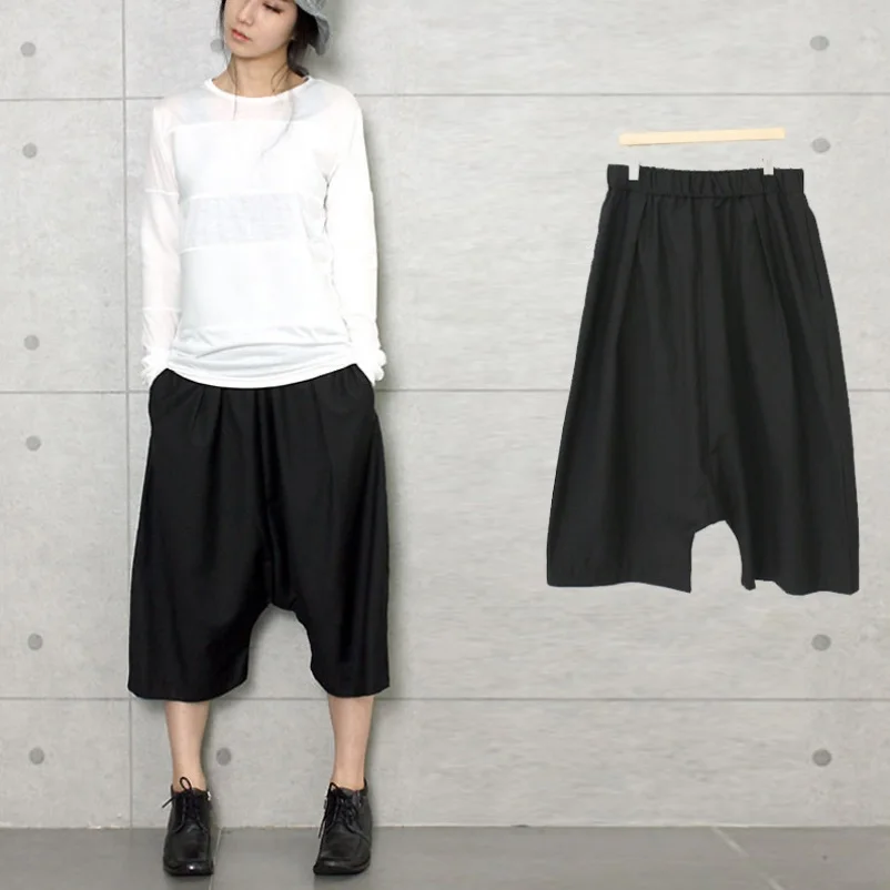 

Fashion Women Harem Cross-pants 2017 Summer Autumn Loose Calf-Length Wide Leg Capris S-XL