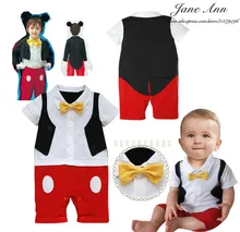 Bébé infantile arc liens barboteuse à manches courtes barboteuses bébé garçon de bande dessinée salopette caractère vêtements bambin Portait