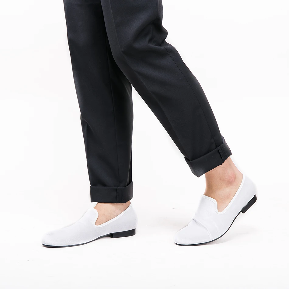 Plus Size Men Velvet Loafers Men Wedding and Party shoes Men's Flats Male Smoking slippers Size US 4-17