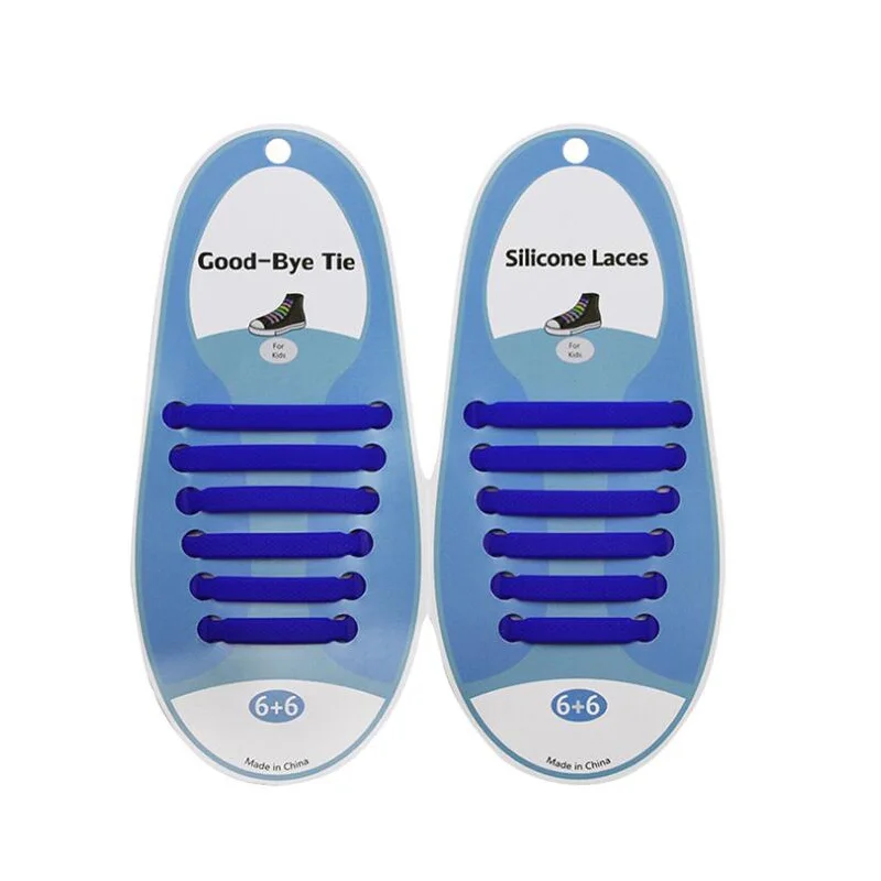 12 шт./упак. для детей и детские ленивый эластичные силиконовые шнурки без завязок; кроссовки для бега и занятий спортом струны шнурки для обуви - Цвет: deep blue