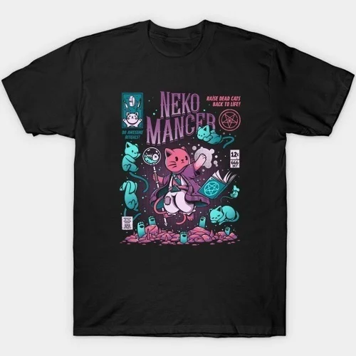 STARQUEEN-JBH Neko Mancer футболка унисекс Милая Эстетическая гранж черная футболка сатантическая готическая одежда футболка ведьмы